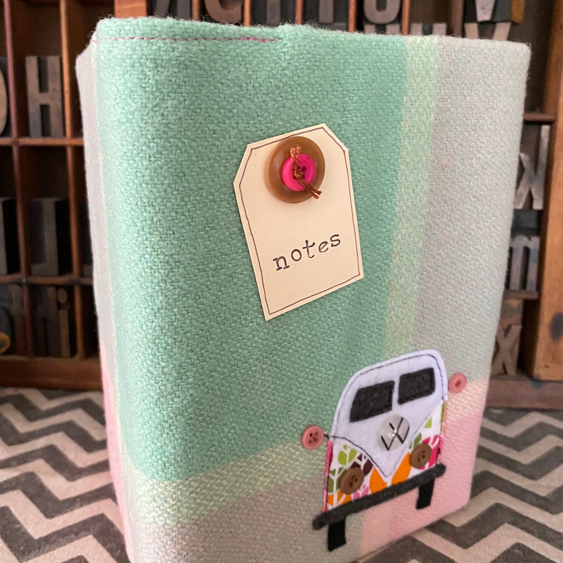 A5 Upcycled Notebook Kombi - Pink/green