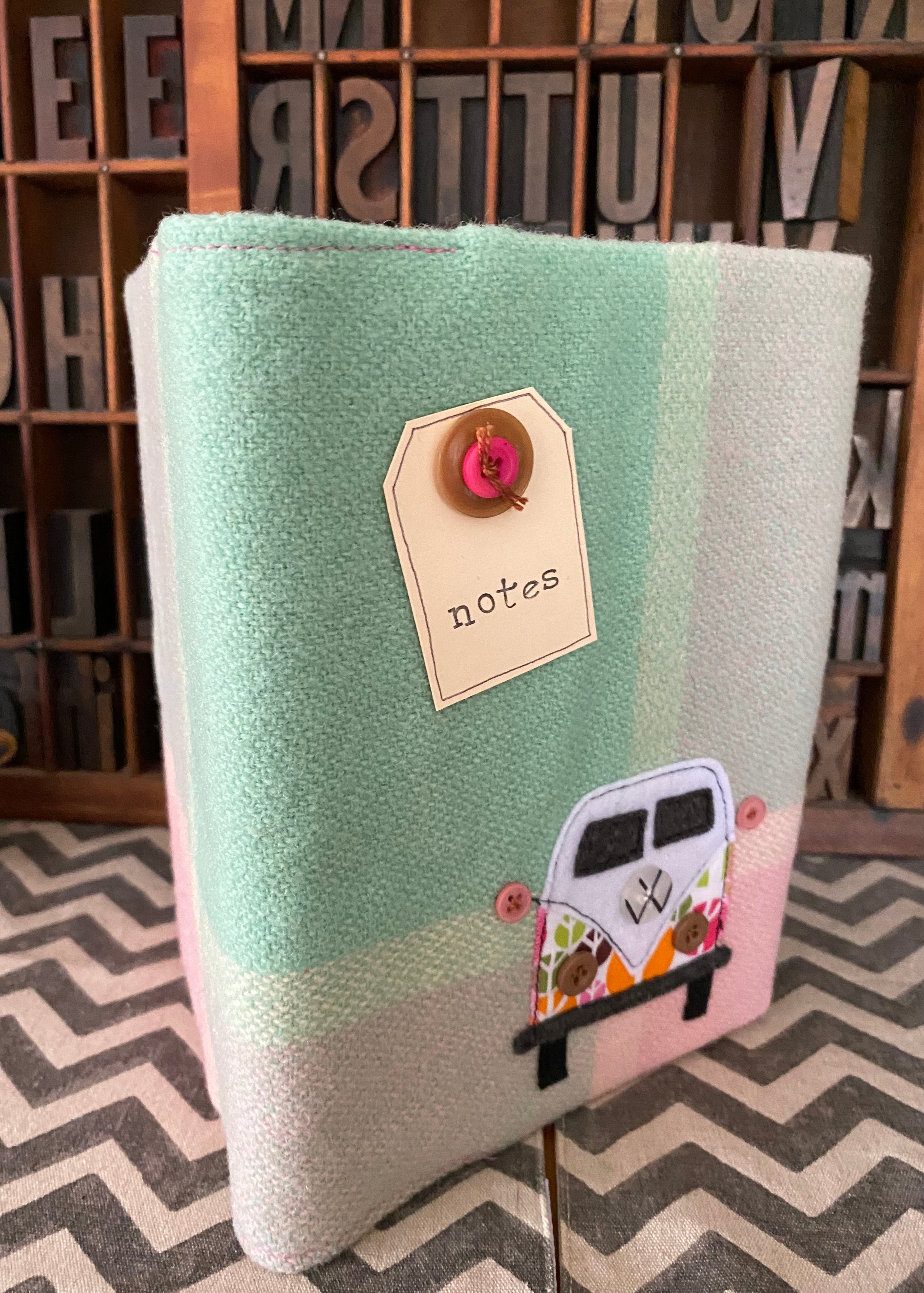A5 Upcycled Notebook Kombi - Pink/green