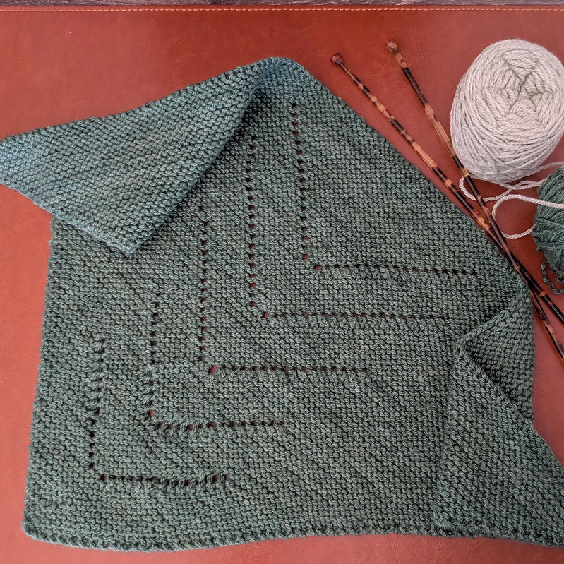 Hand Knit Merino Wool Triangle Scarf: 1930s Style Kerchief with Simple Lace Detail