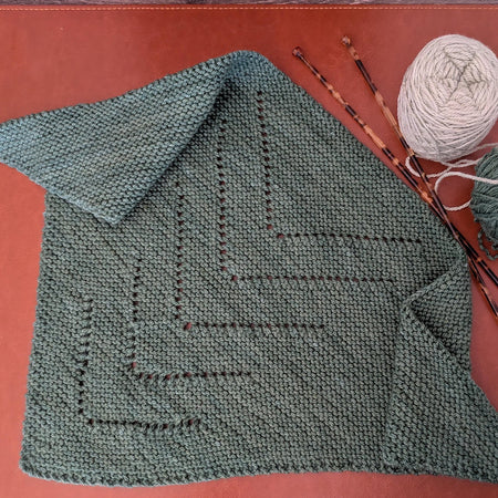 Hand Knit Merino Wool Triangle Scarf: 1930s Style Kerchief with Simple Lace Detail