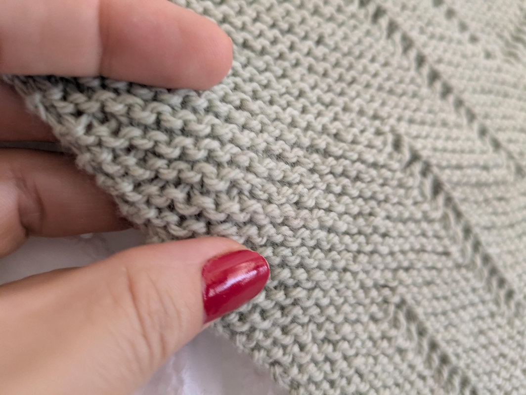 Hand Knit Merino Wool Triangle Scarf: 1930s Style Kerchief with Simple Lace Detail