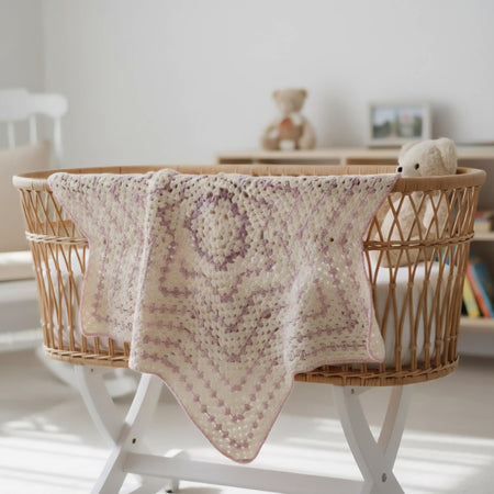 Baby blanket | Cream | Star Shape | Handmade | Crochet