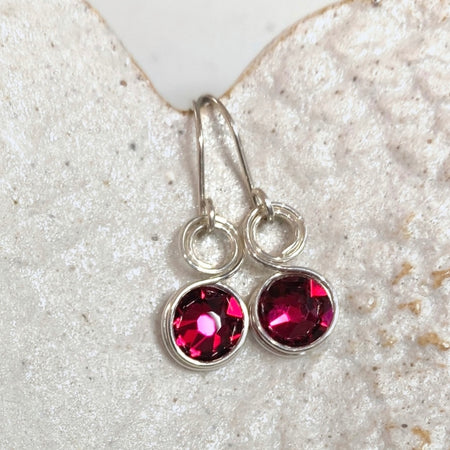 NEW Ruby Red crystal dangle earrings | Sterling silver | July birthstone gift