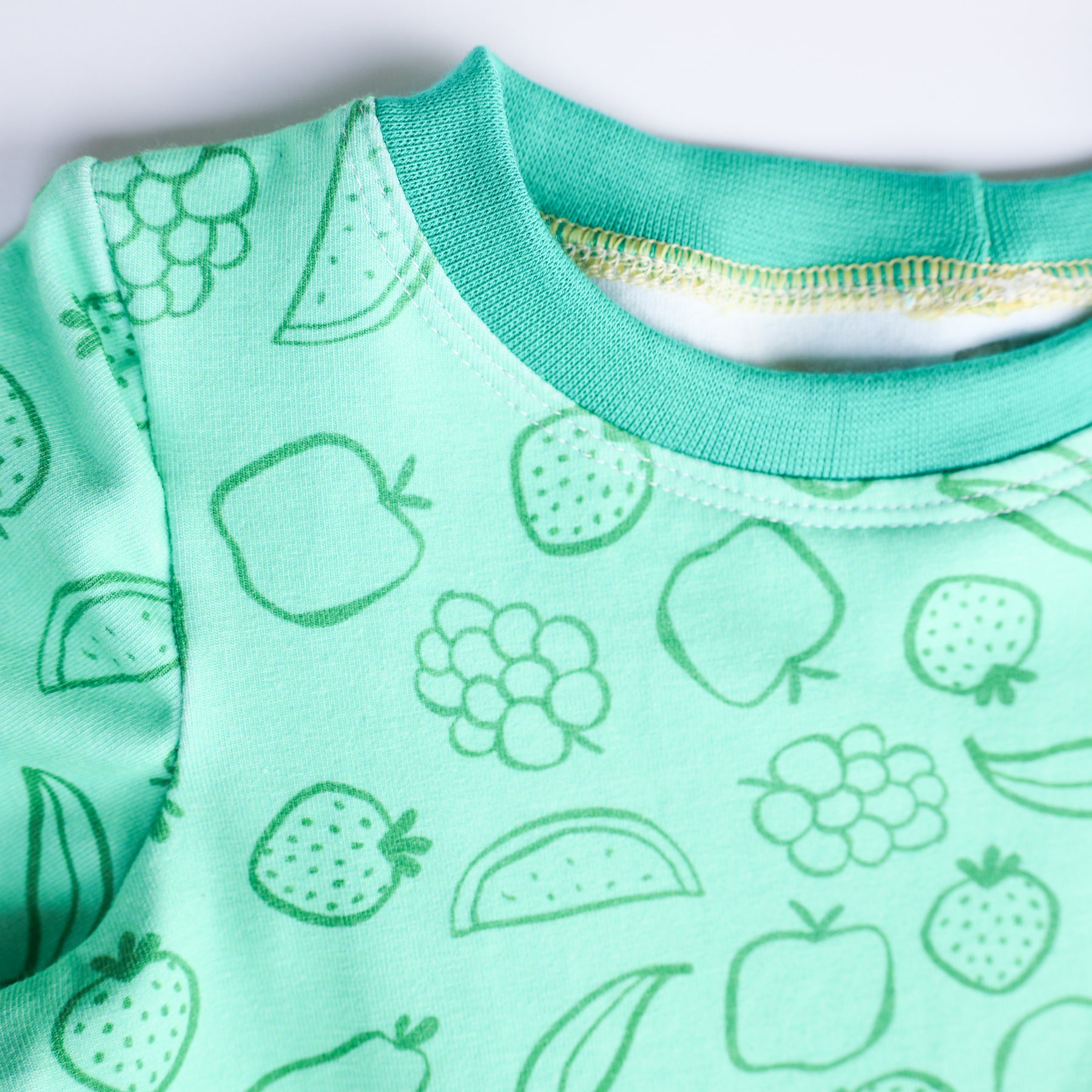 Green fruit salad organic cotton dress 2026-27