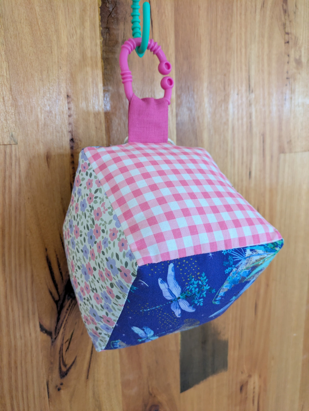 Dragon Fly, Floral, Pink Check Soft Baby Cube