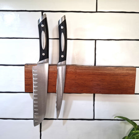 Handmade Wooden Magnetic Knife Holder: Wall-Mounted Kitchen Rack