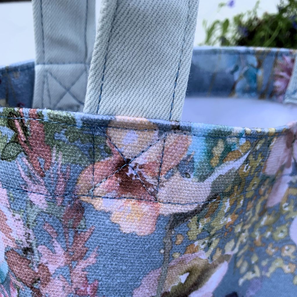 Blue cottage garden tote bag