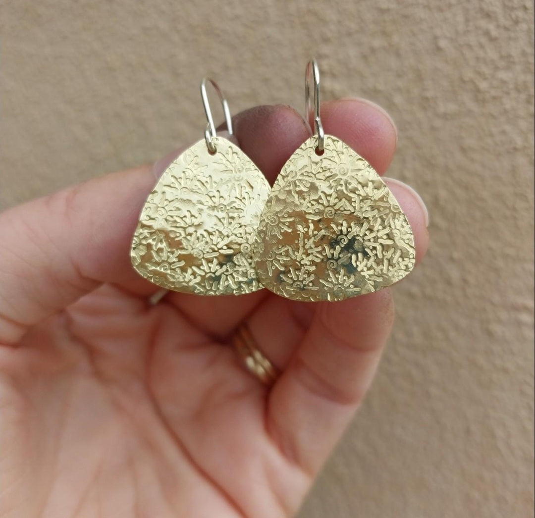 Brass sun stamped earrings