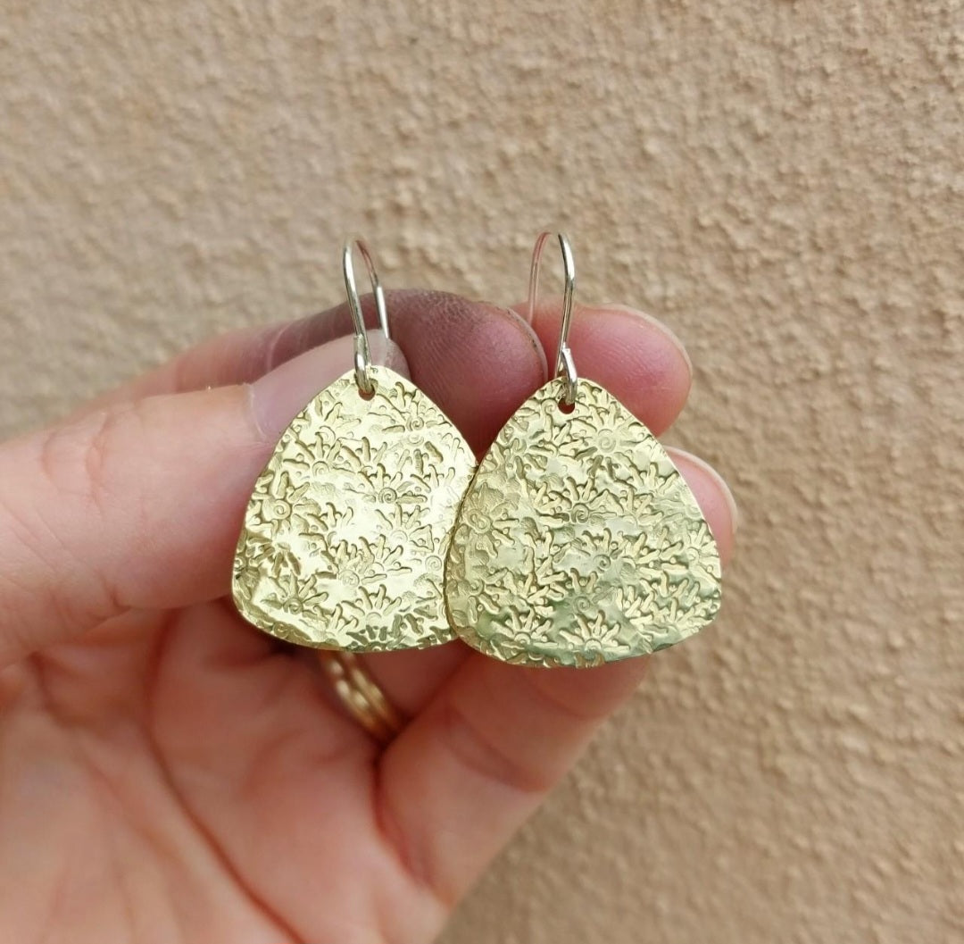 Brass sun stamped earrings