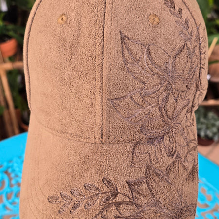 Hand burnt Botanical baseball cap