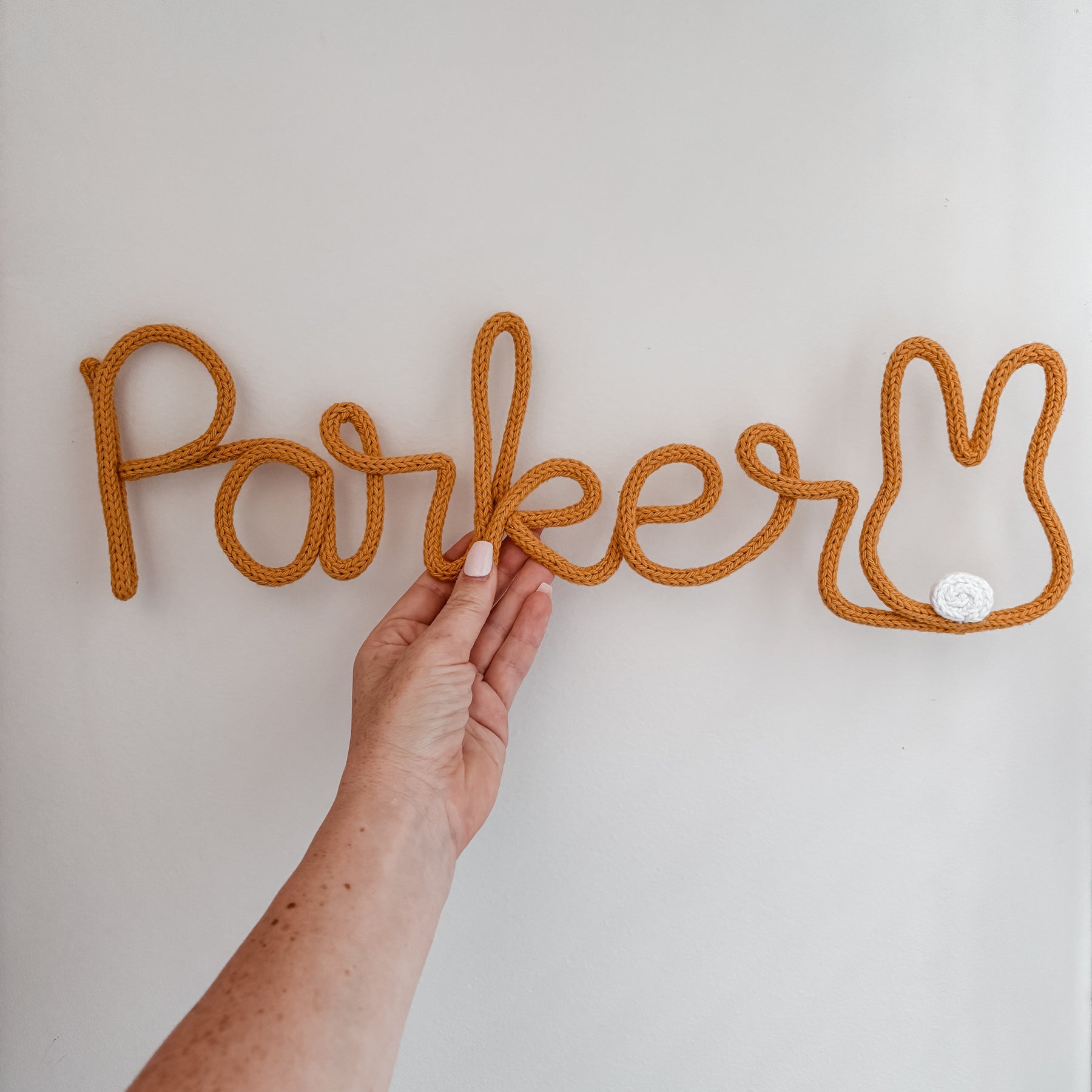 Knitted Name Sign with Bunny Customisable