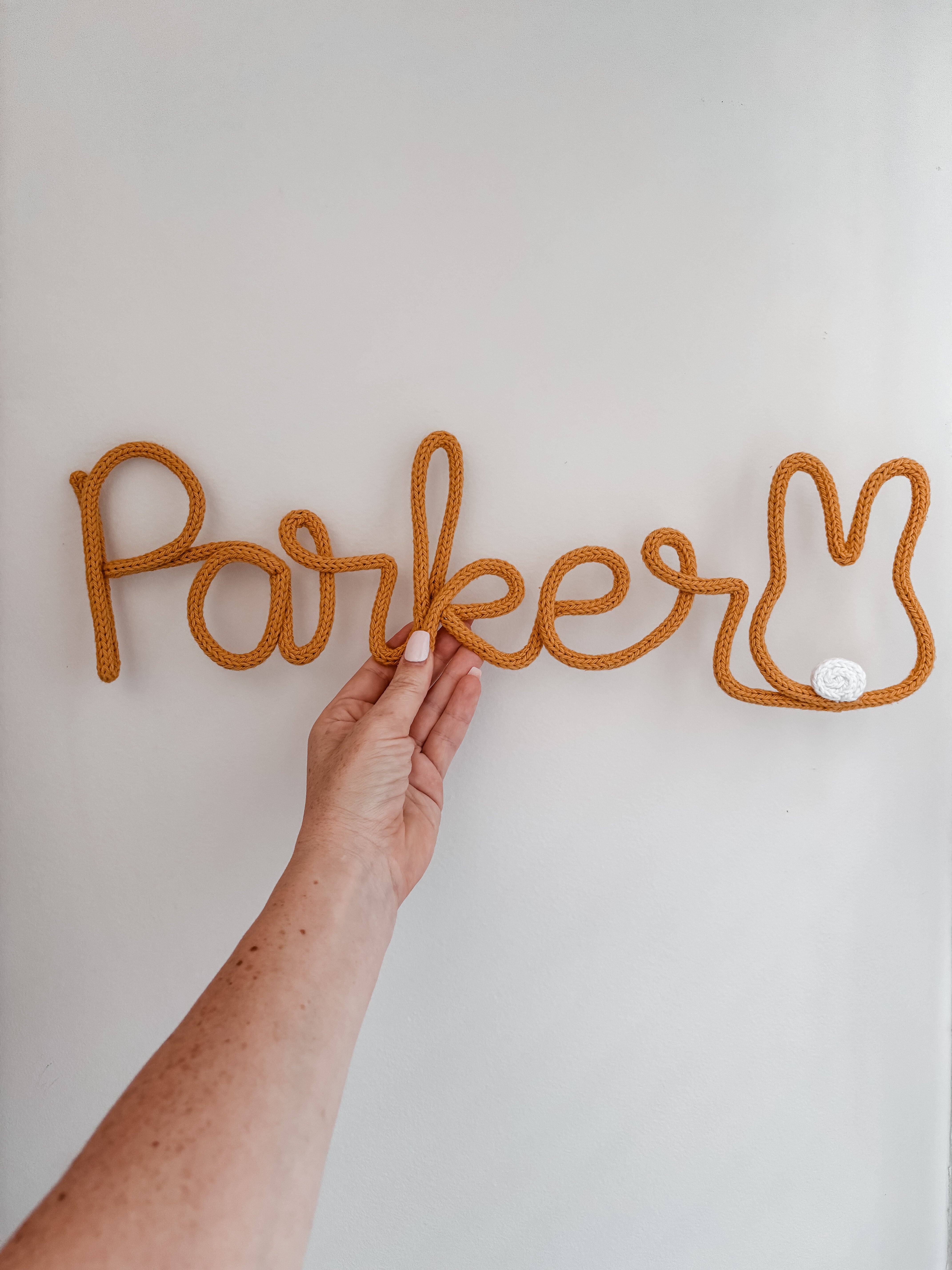 Knitted Name Sign with Bunny Customisable
