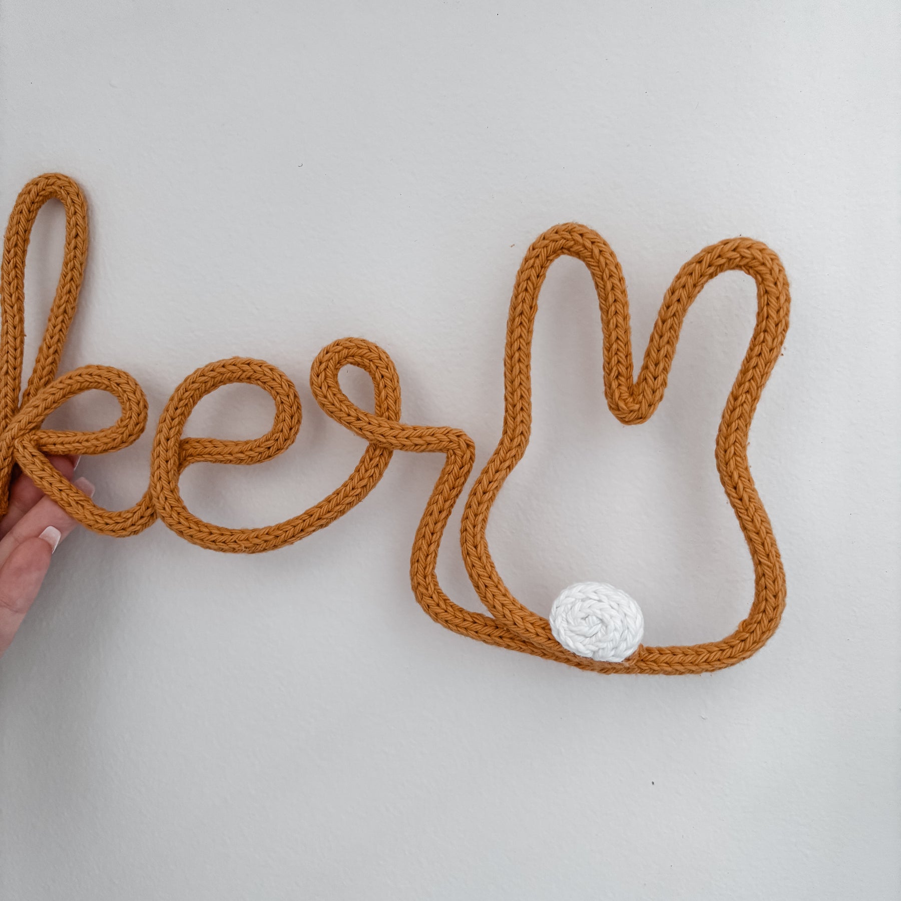 Knitted Name Sign with Bunny Customisable