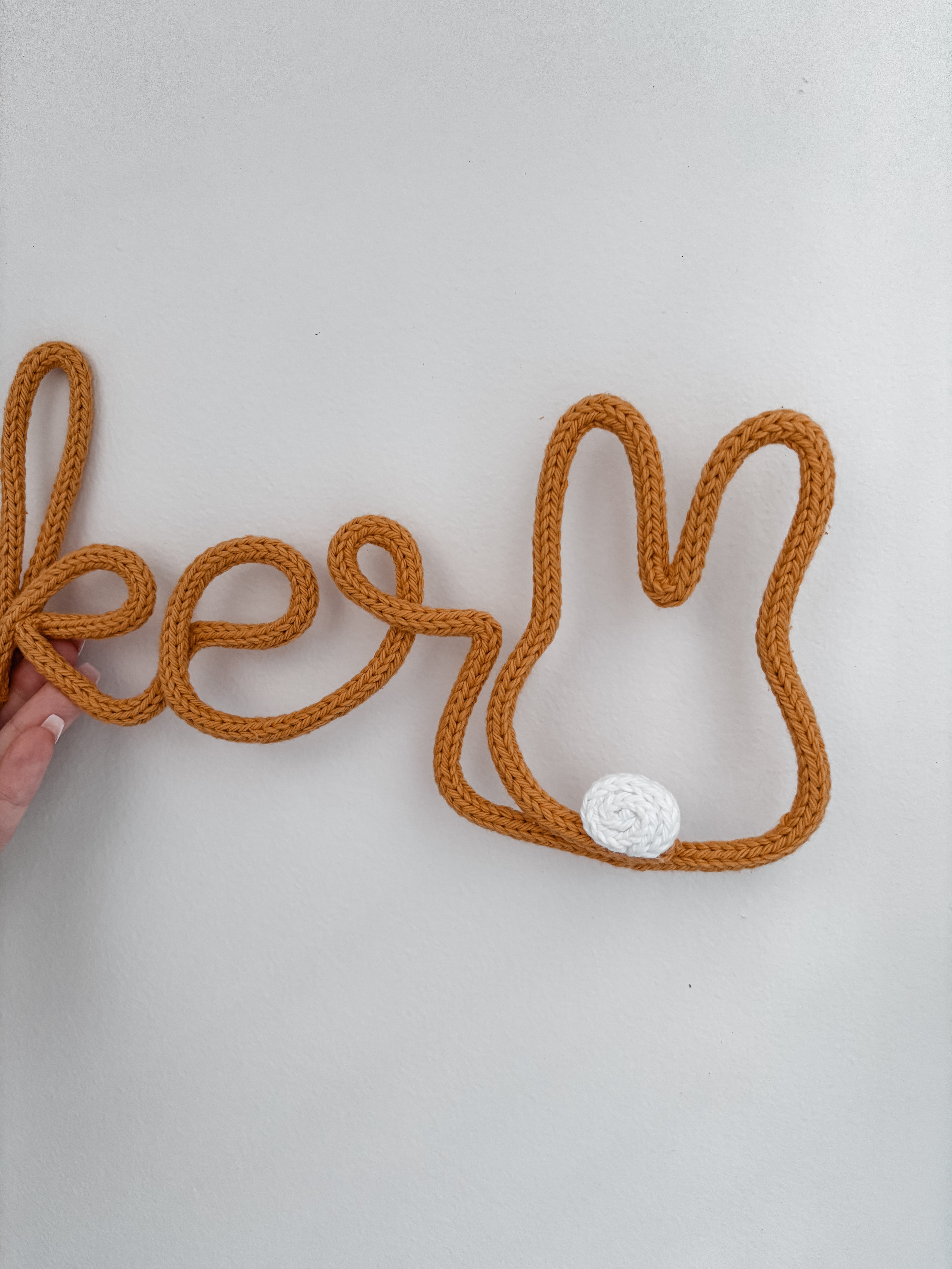 Knitted Name Sign with Bunny Customisable