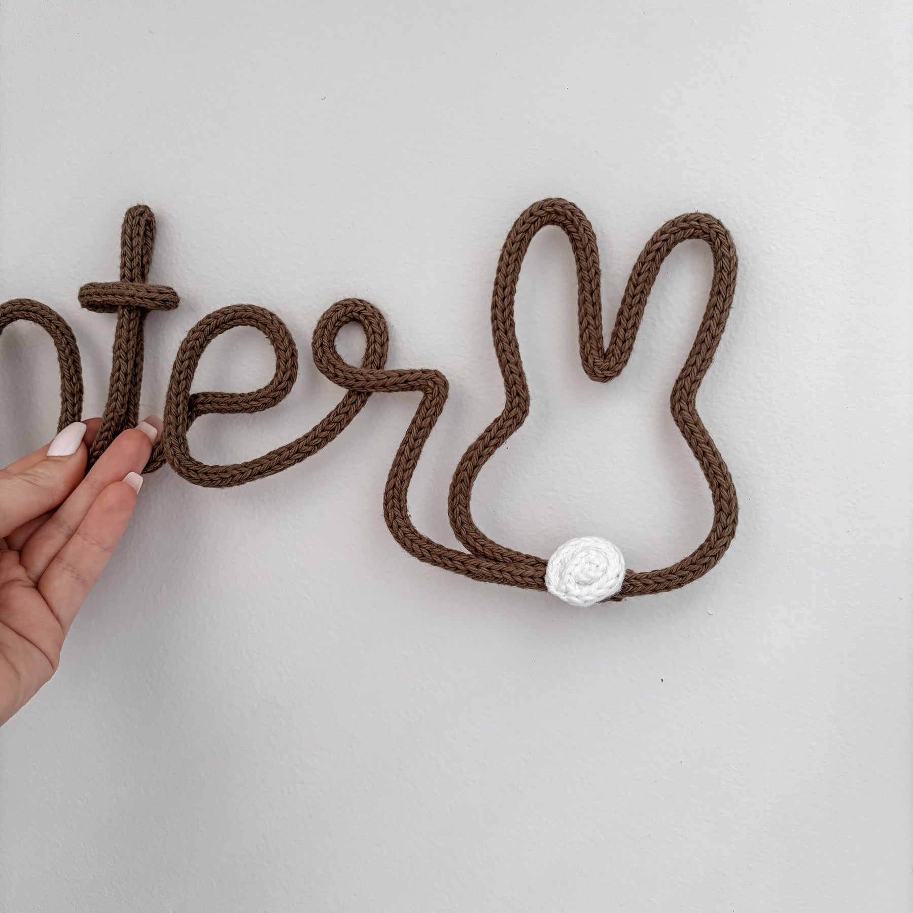 Knitted Name Sign with Bunny Customisable