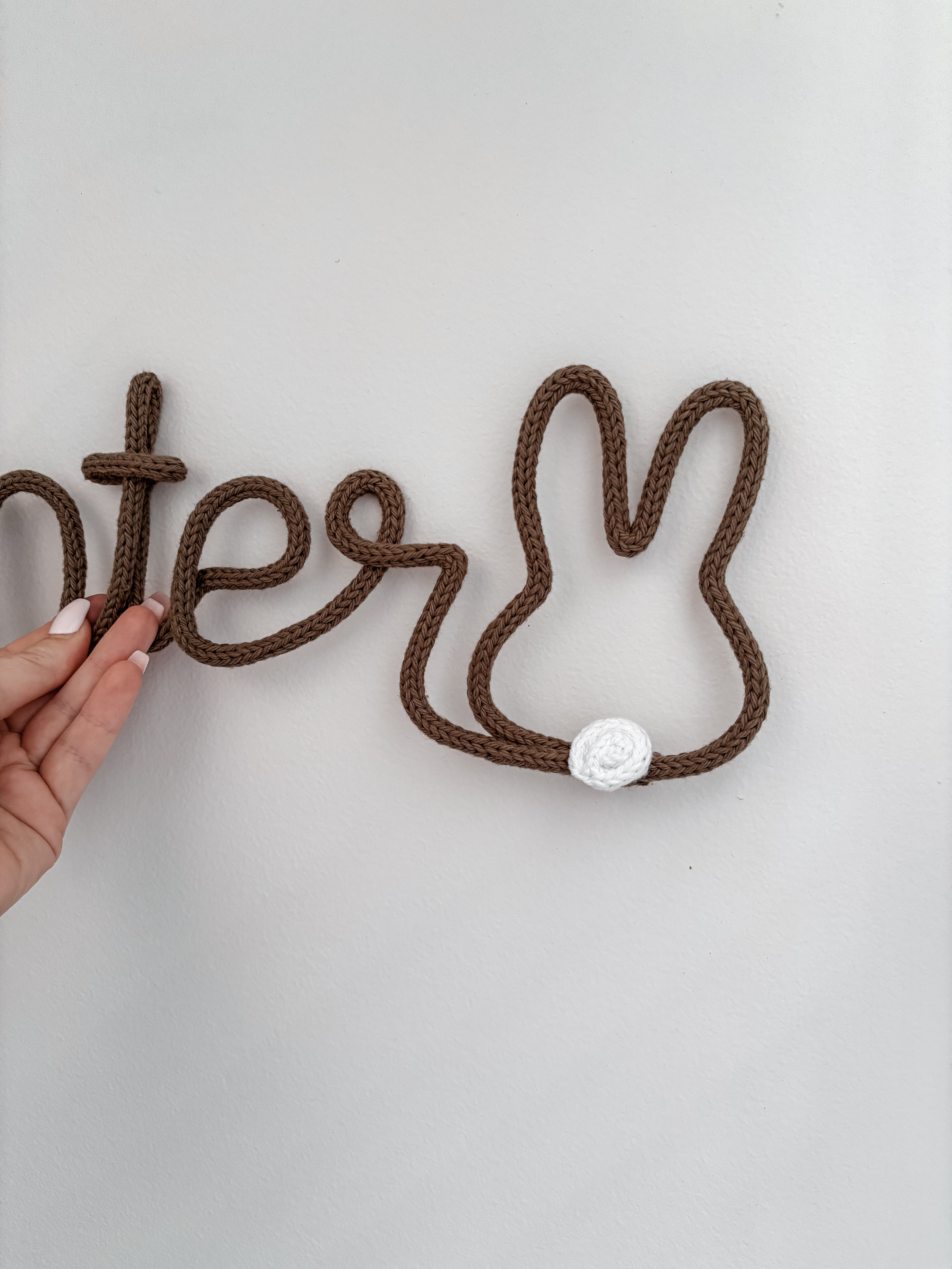 Knitted Name Sign with Bunny Customisable