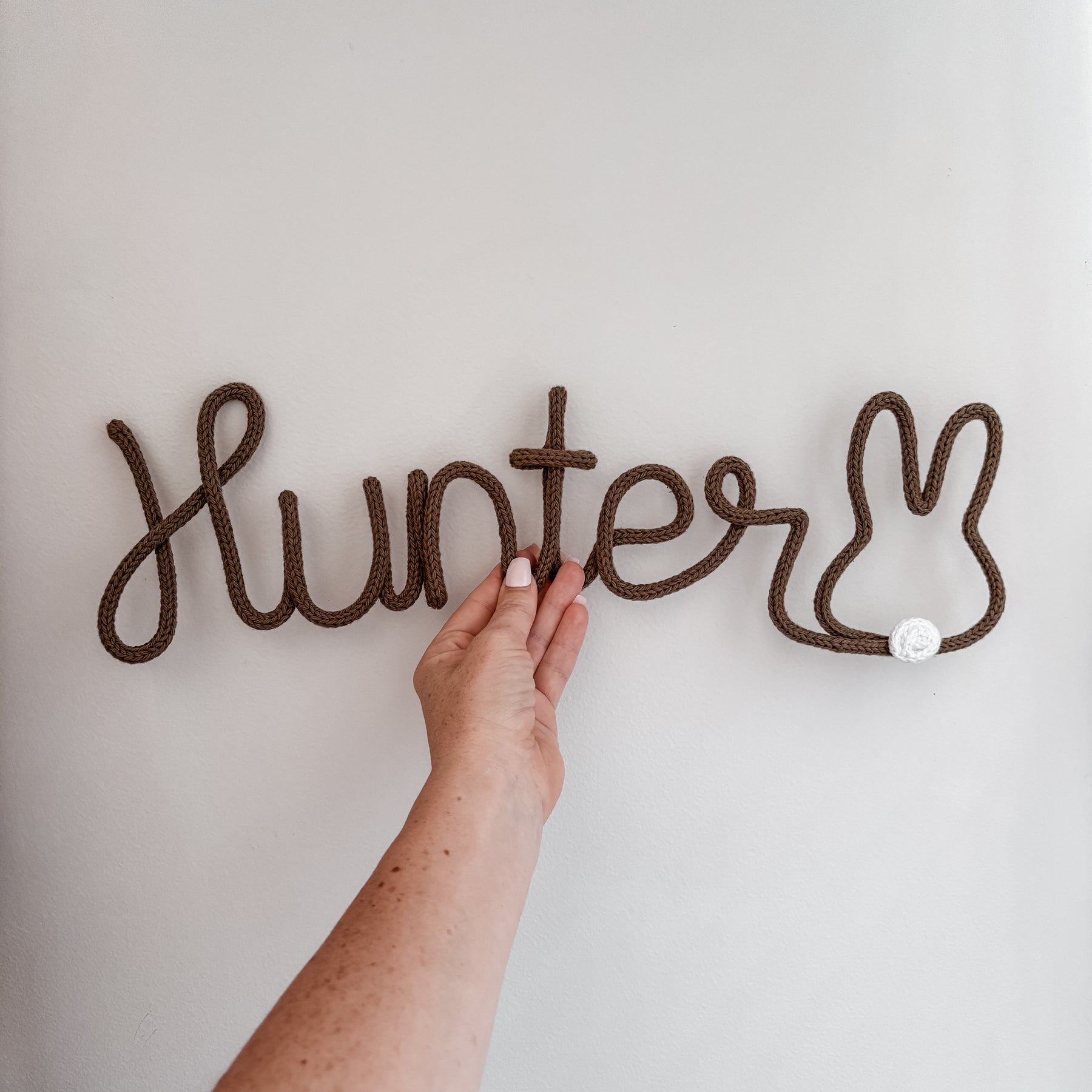 Knitted Name Sign with Bunny Customisable