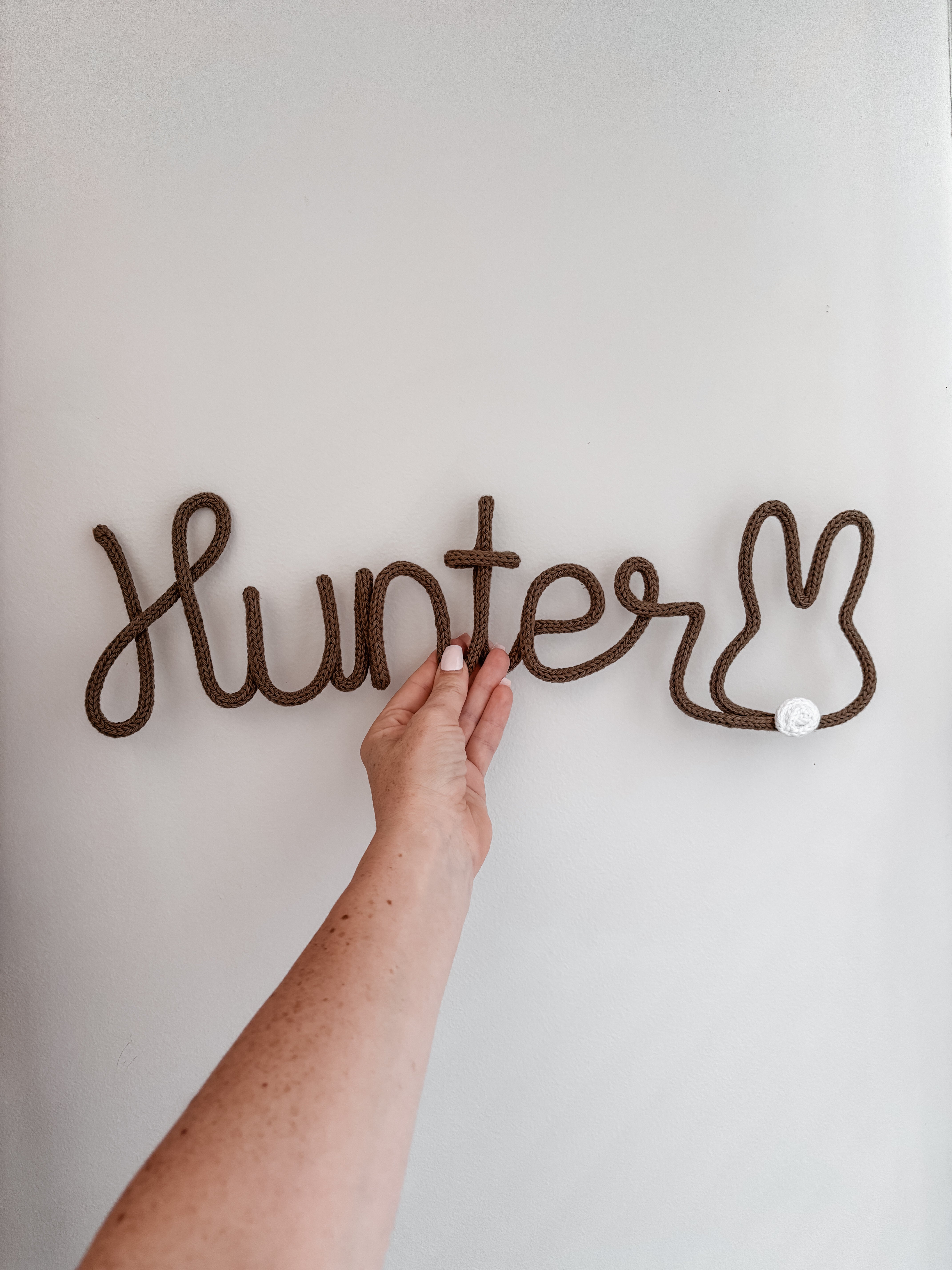 Knitted Name Sign with Bunny Customisable