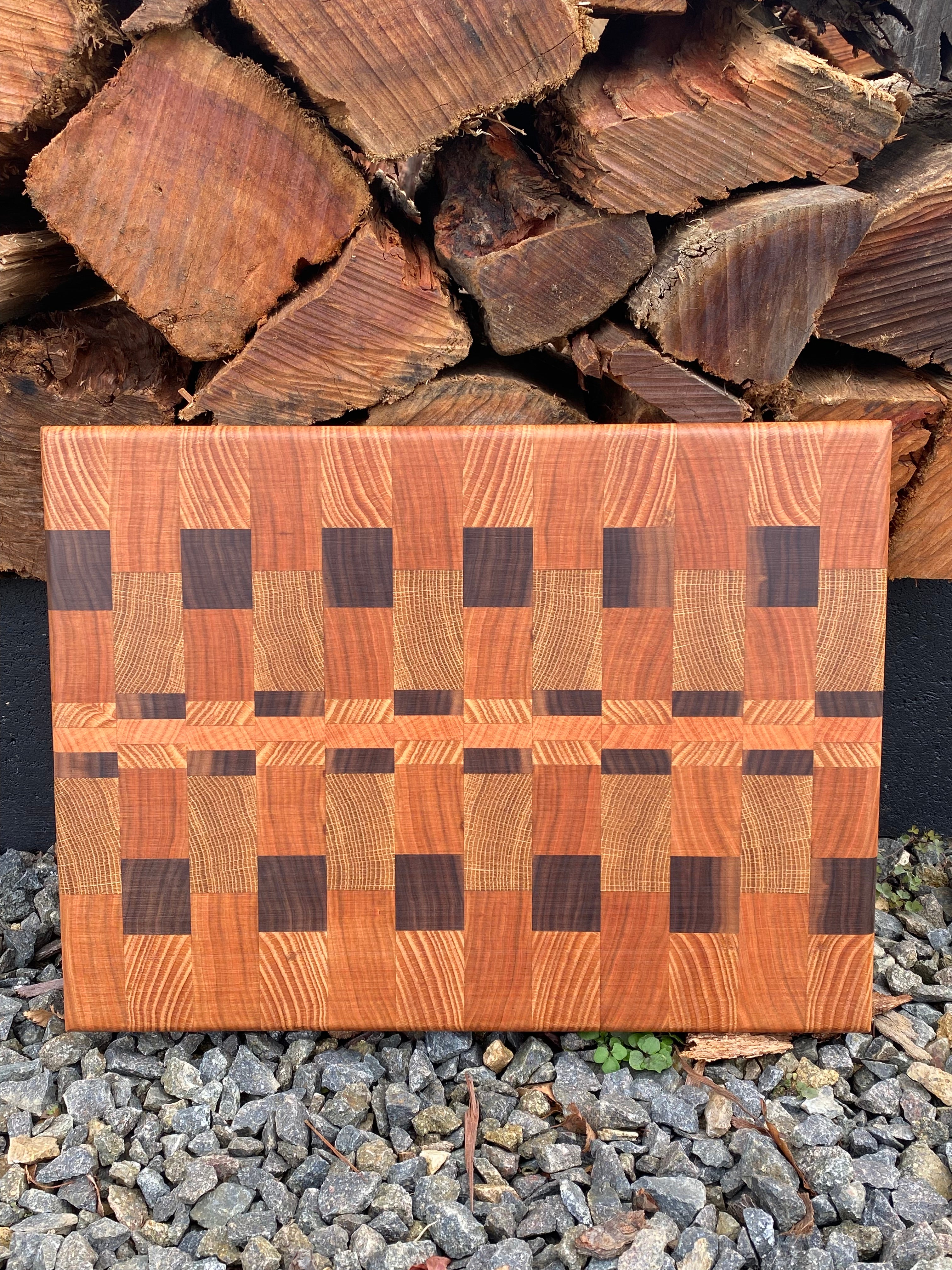 Handmade End Grain Chopping Board featuring Cherry and Black Walnut