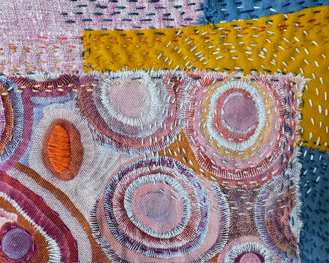 Zipper Pouch - Textile Collage - Water Dreaming