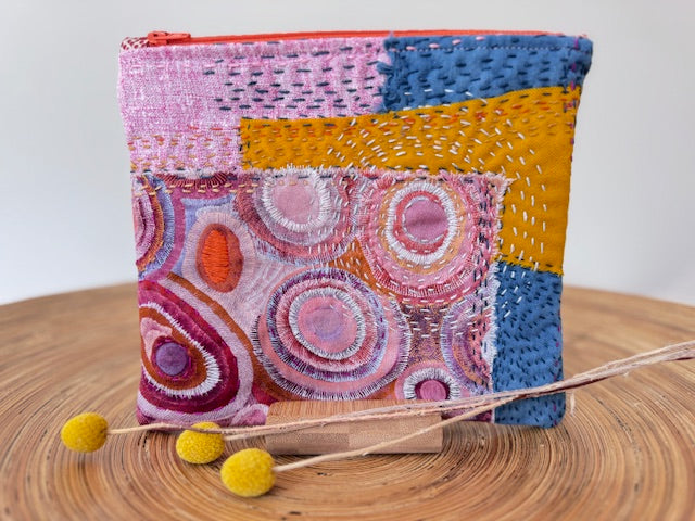 Zipper Pouch - Textile Collage - Water Dreaming