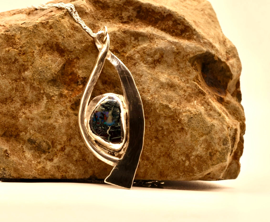 Winton Boulder Opal Pendant in 925 Silver