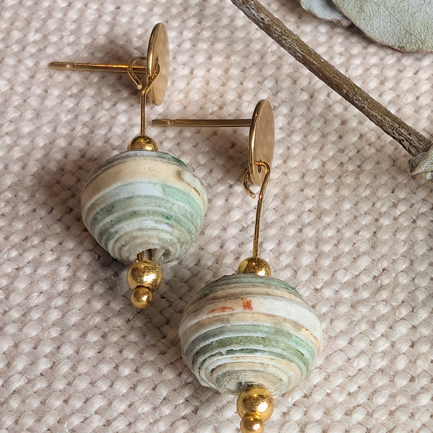Hand Rolled Paper Bead Earrings – Eco Friendly Handmade Jewellery Australia