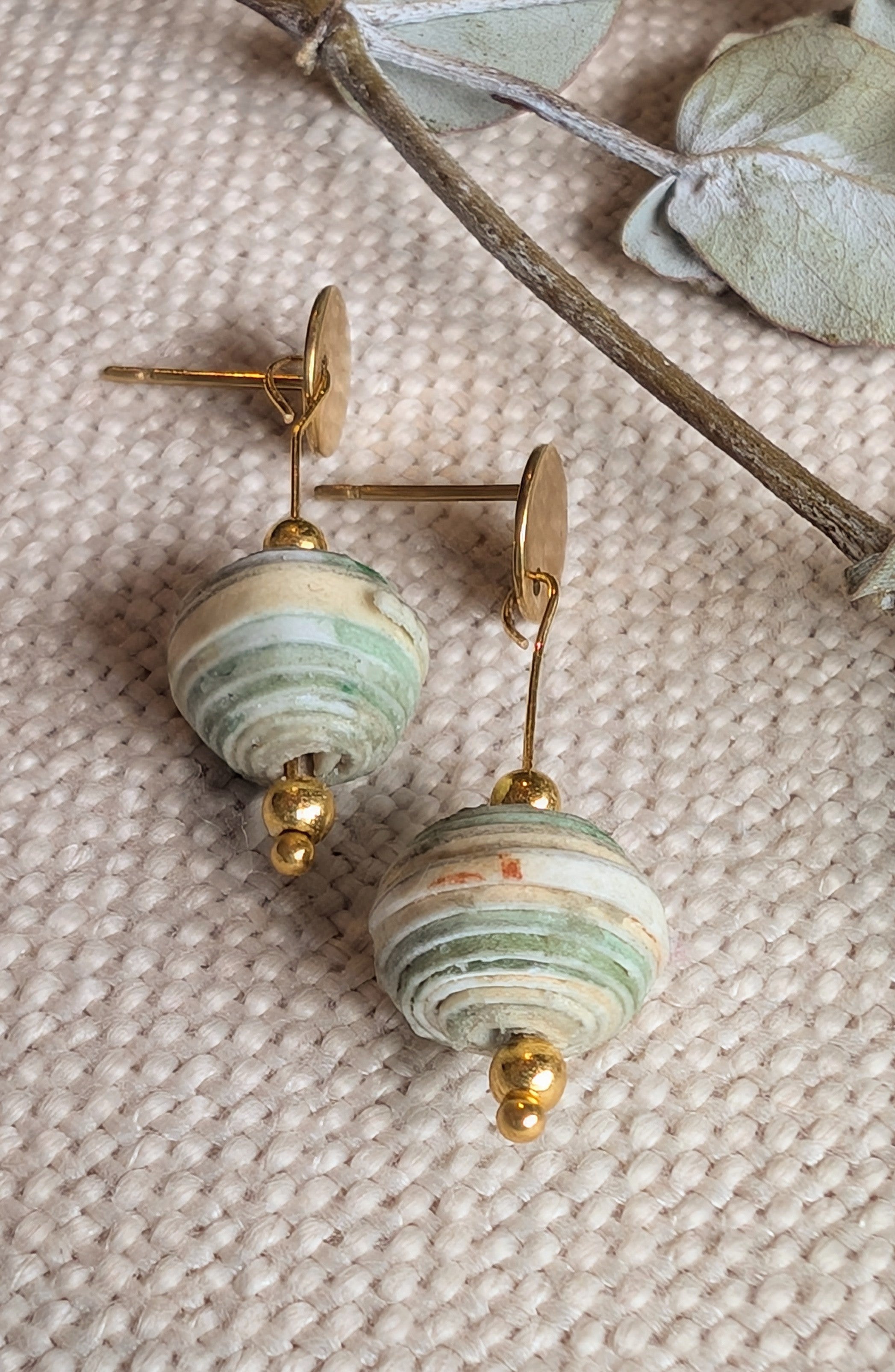 Hand Rolled Paper Bead Earrings – Eco Friendly Handmade Jewellery Australia