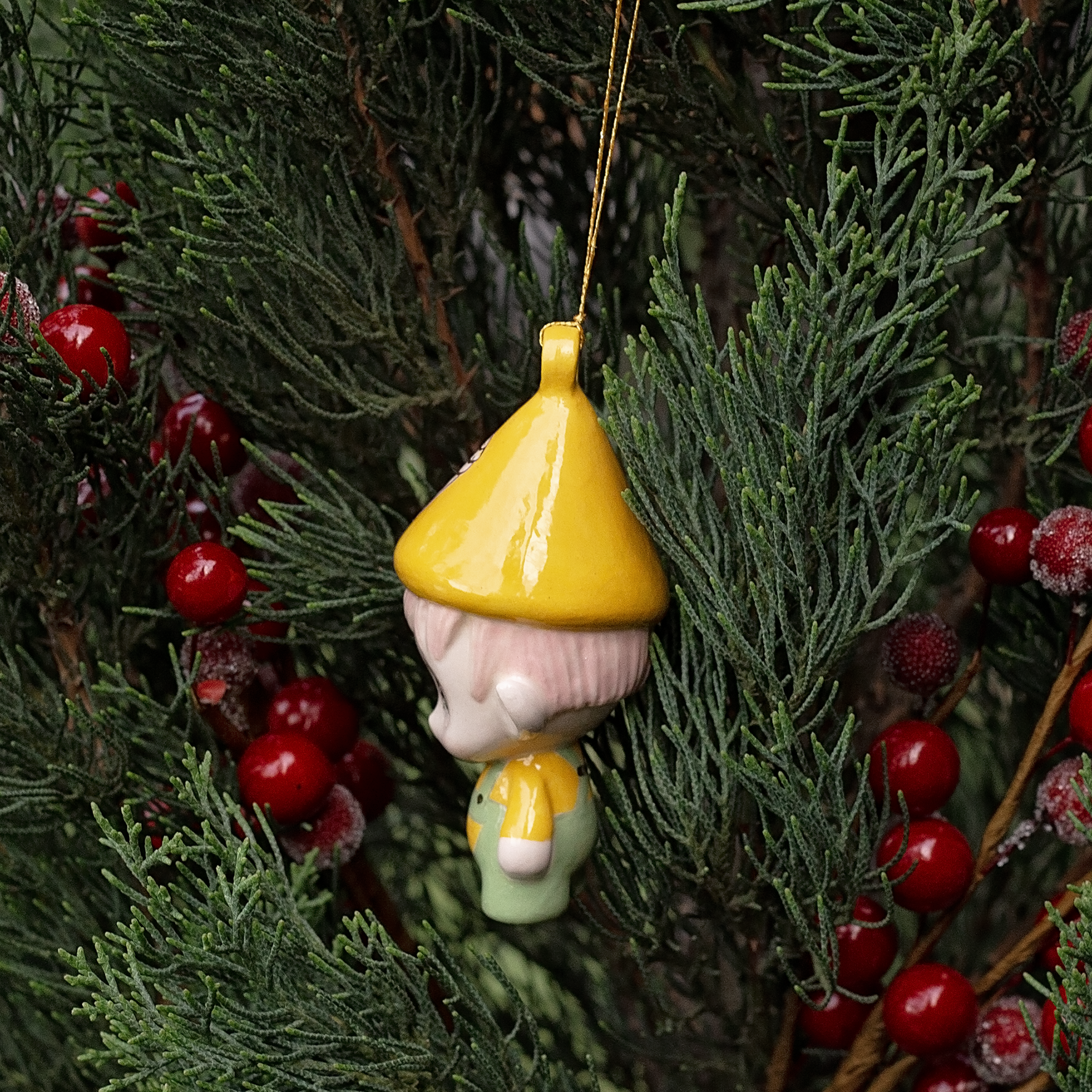 Handmade Porcelain Christmas ornament. One-of-a-kind. Candy from Dairy Delights.