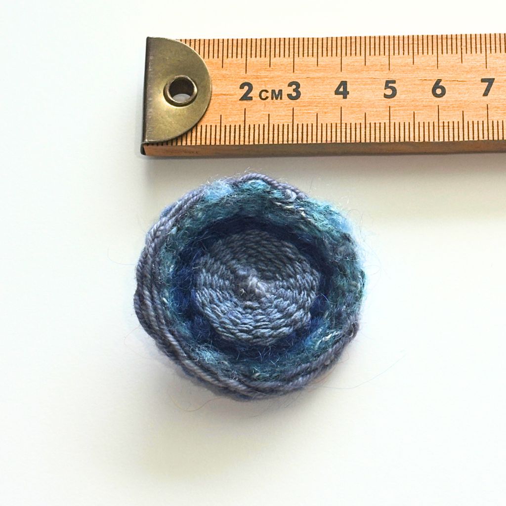 Handwoven Brooch - Small Blue - Wool Felt Back