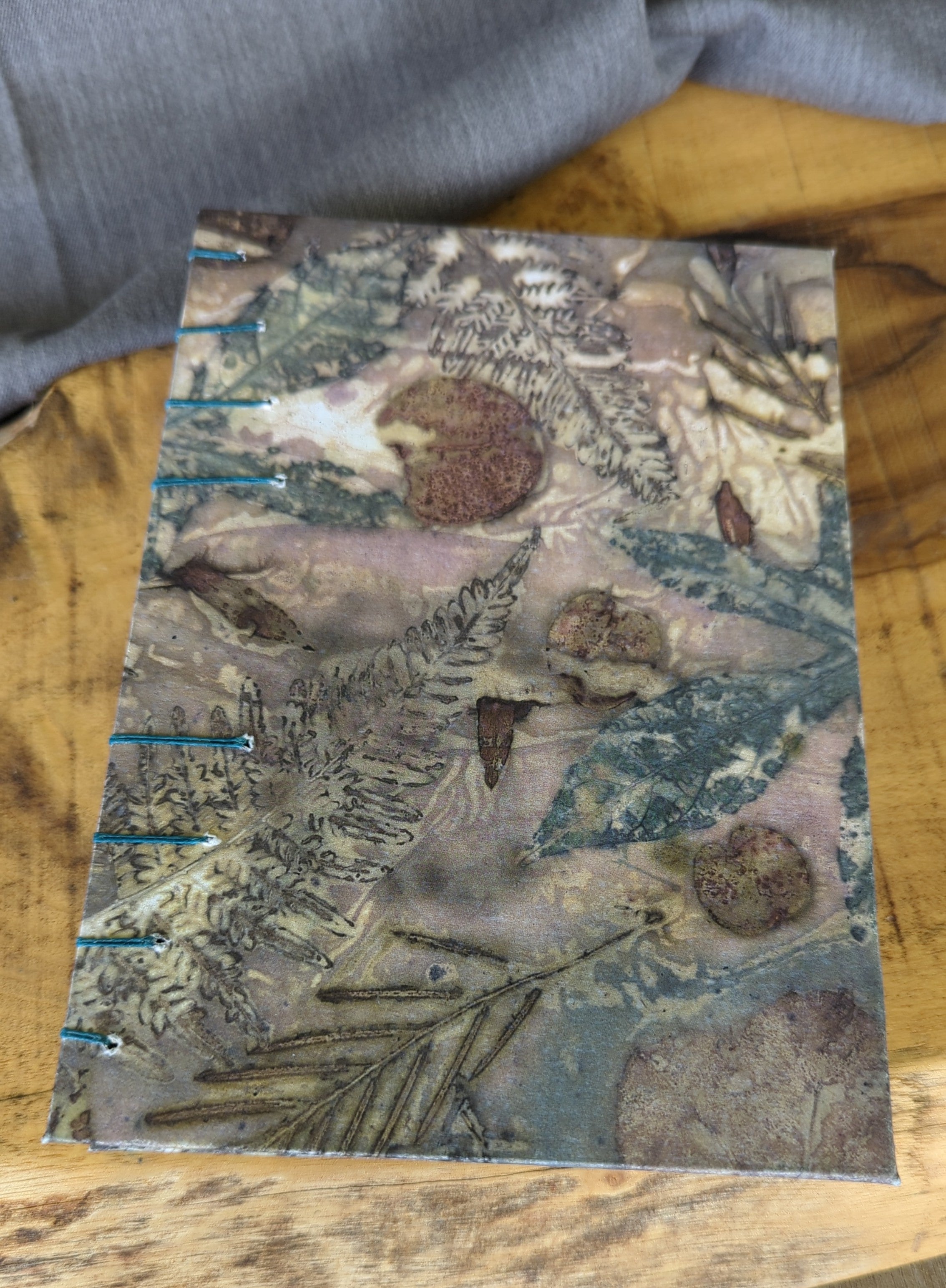 Eco printed hand stitched journal