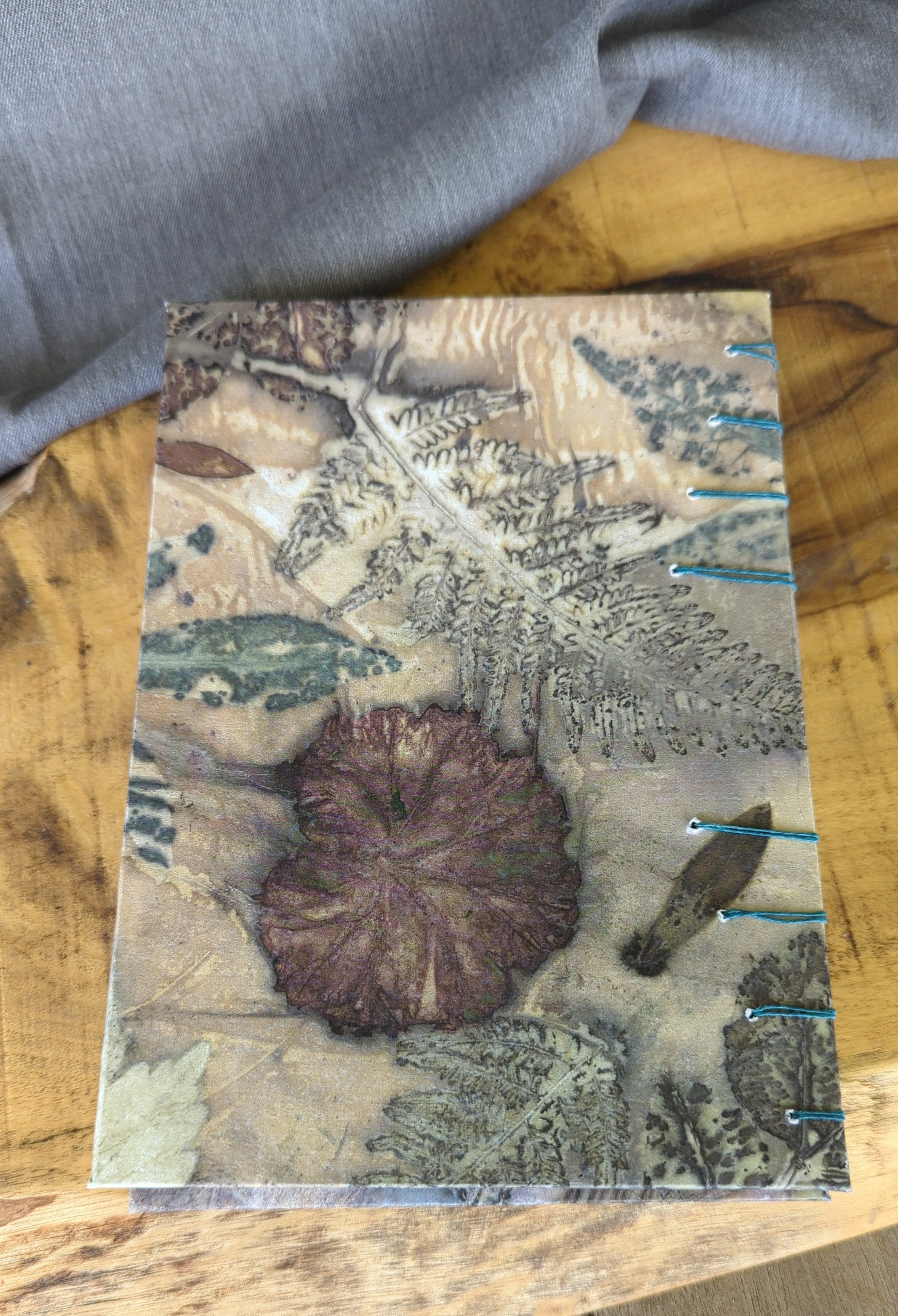 Eco printed hand stitched journal