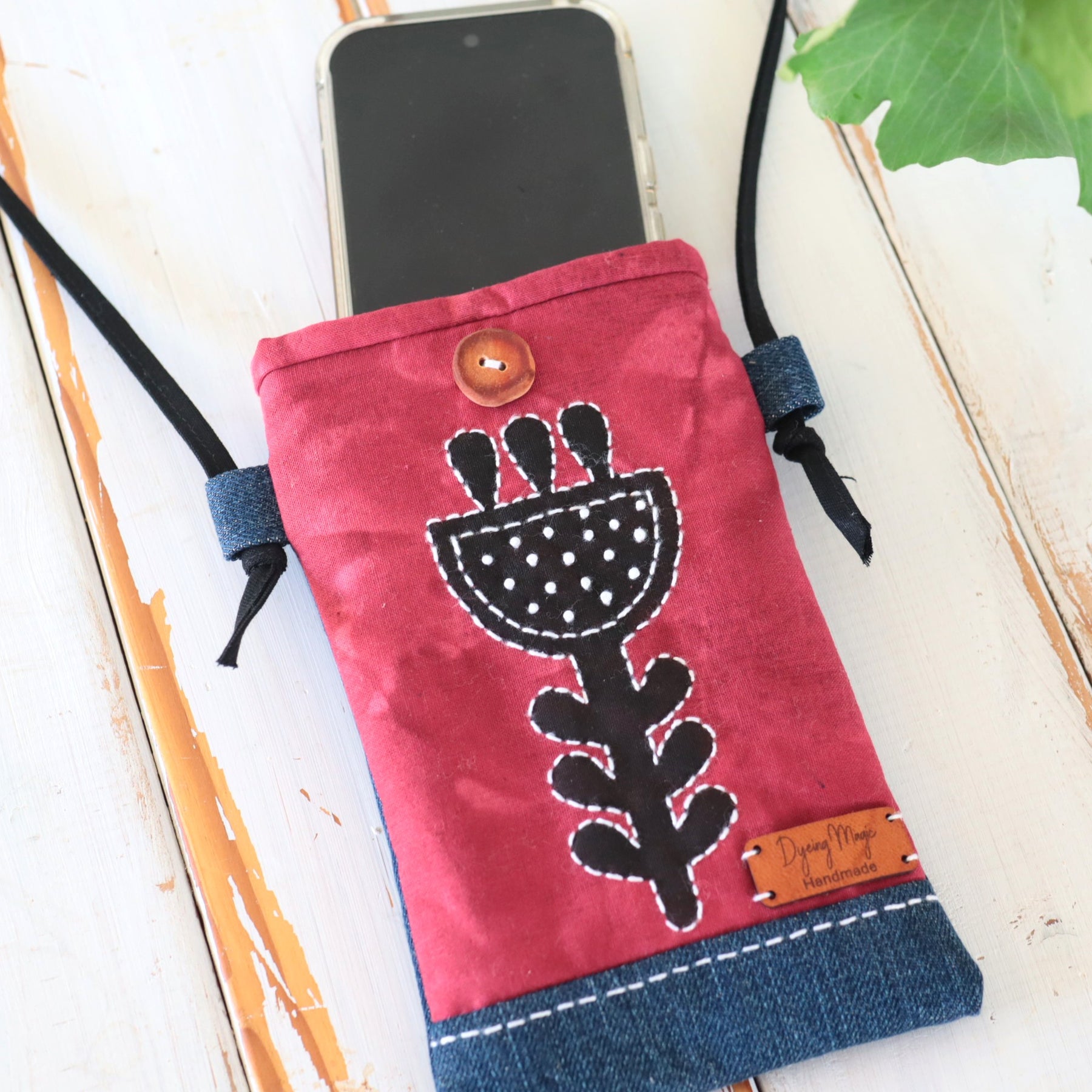 Had Dyed Block Printed Phone pouches, Crossbody Phone bags