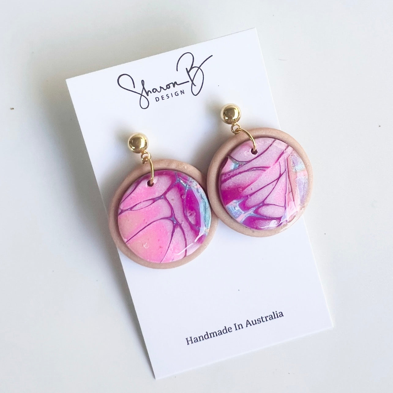 Earrings ~ Mokume Gane ~ handcrafted ~ one-off ~polymer Clay