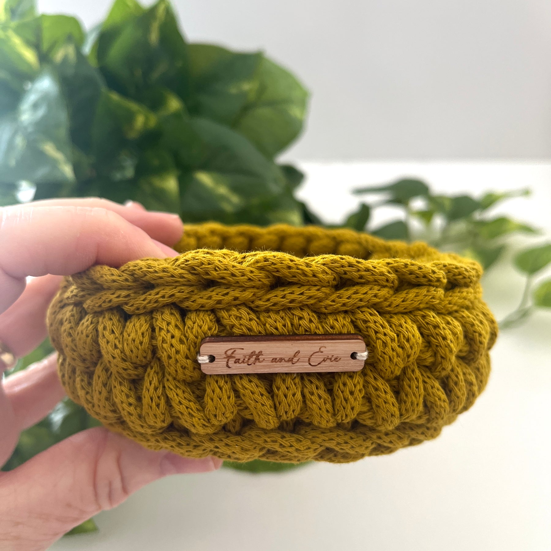 Mini crochet basket - colour Spicy Yellow