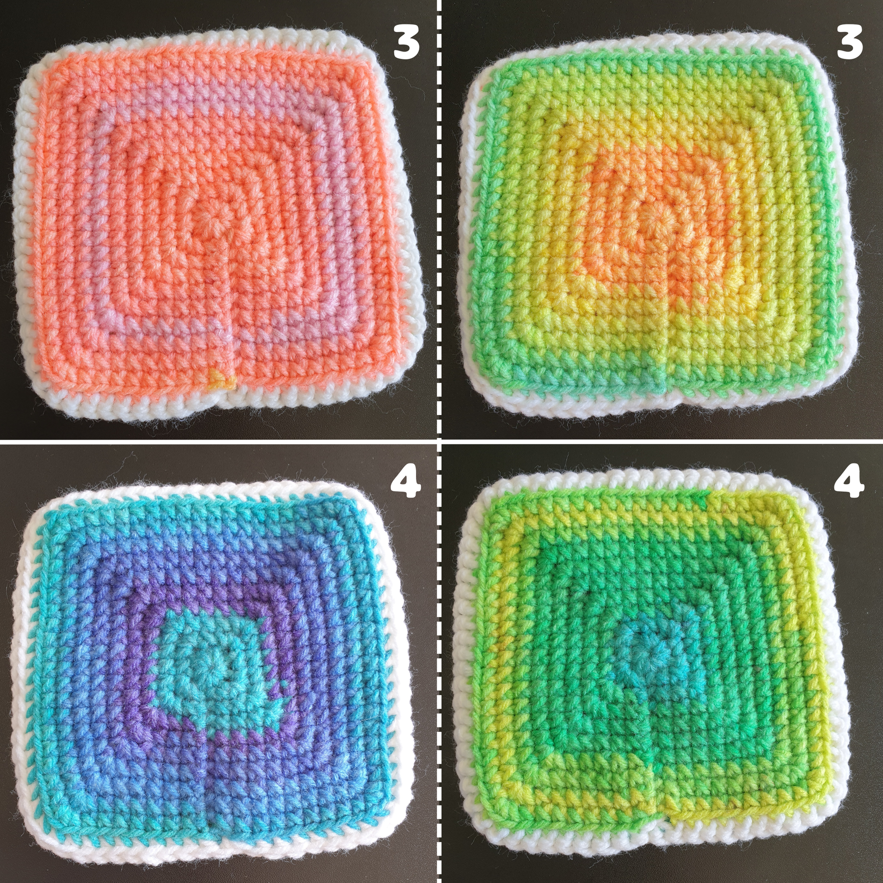 Hand Crochet Colourful Thick Square Coaster : Two Sided ,  Double Sided