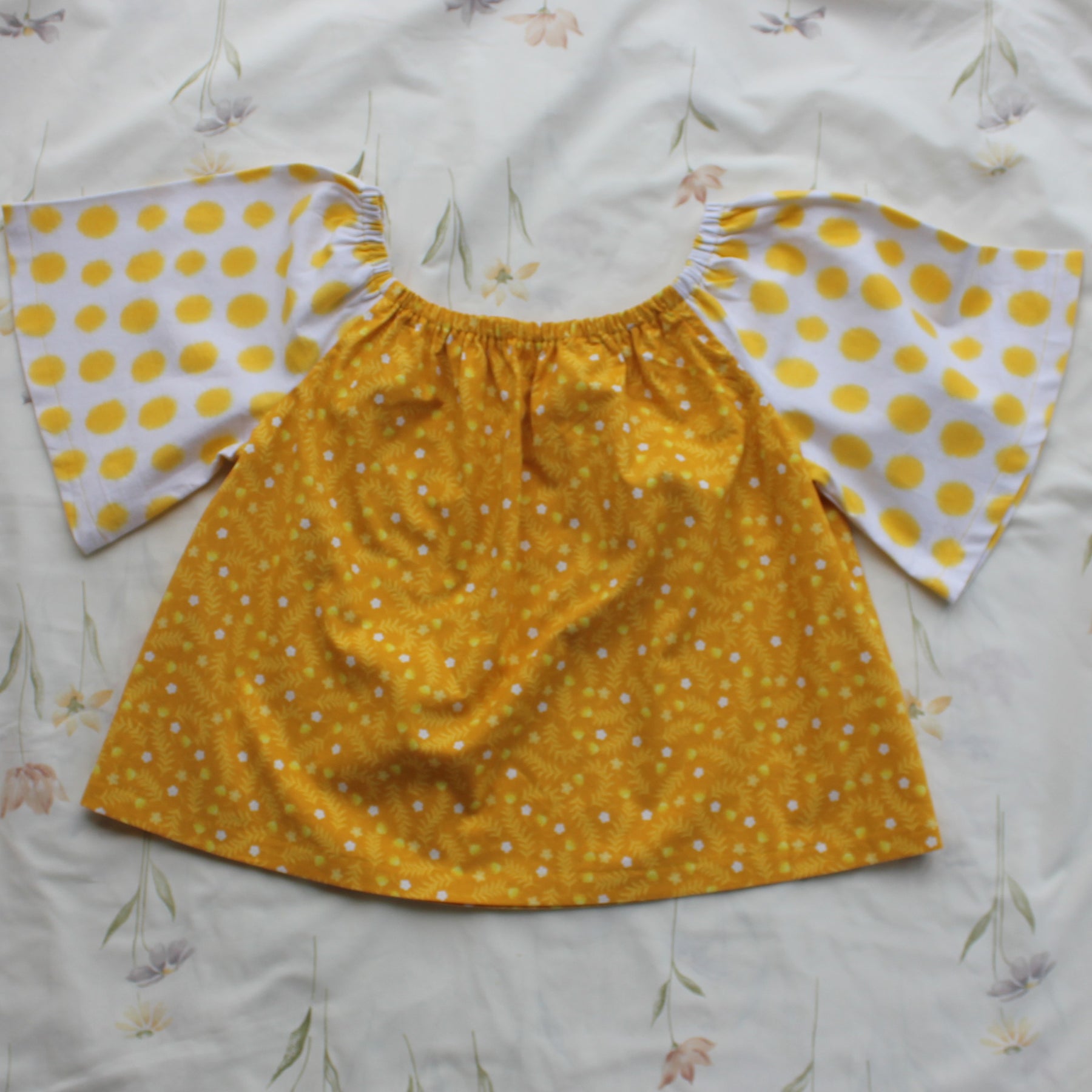 Womens Peasant Top, Small, Polkadots/Floral, Cotton