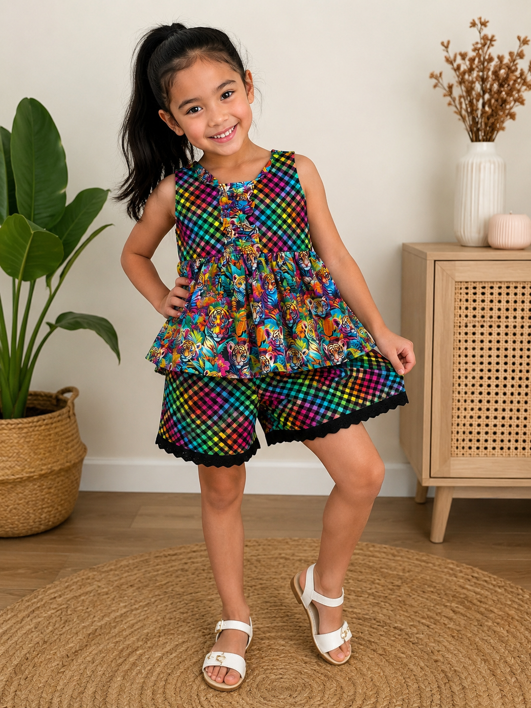 SIZE 6 Rainbow Tigers LOLA Top and Shorts SET