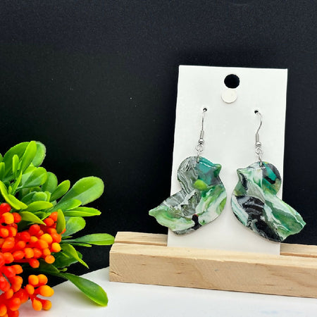 Whimsical Marbled Duck Earrings