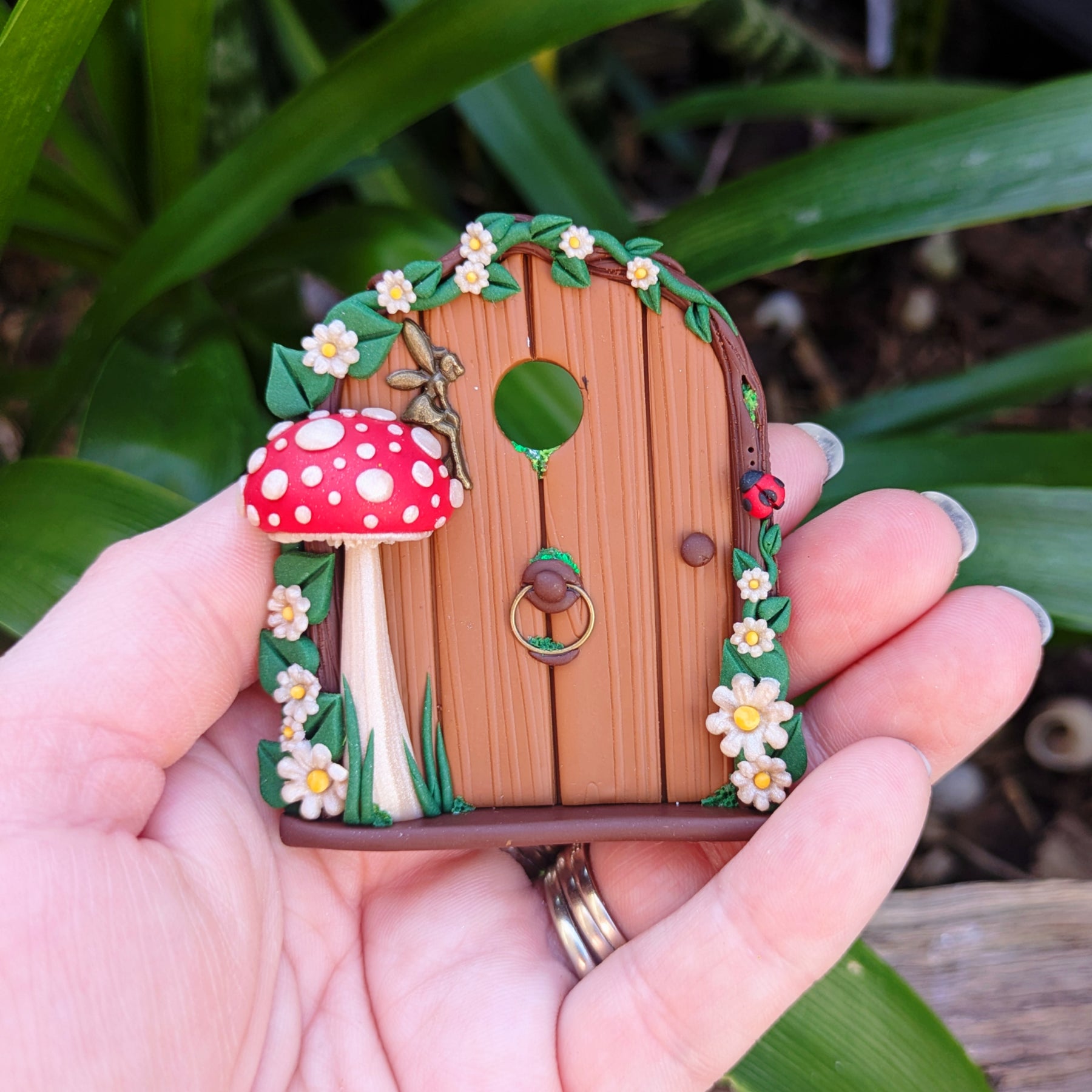 Mini Woodland Fairy Door with Red Mushroom