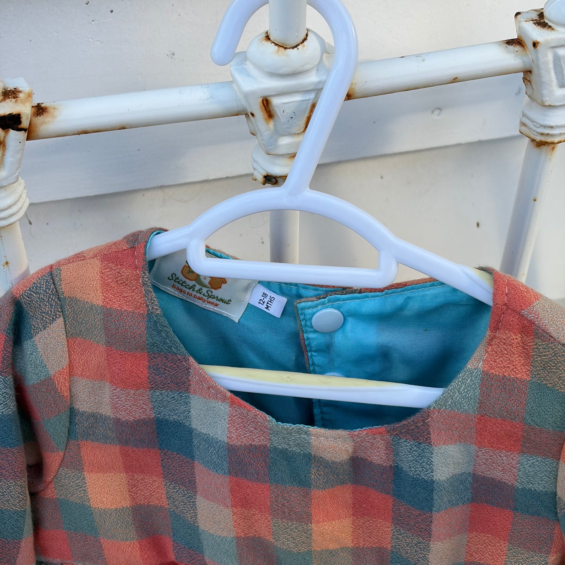 FLANNELETTE CHECK LONG SLEEVE DRESS 12-18 mths