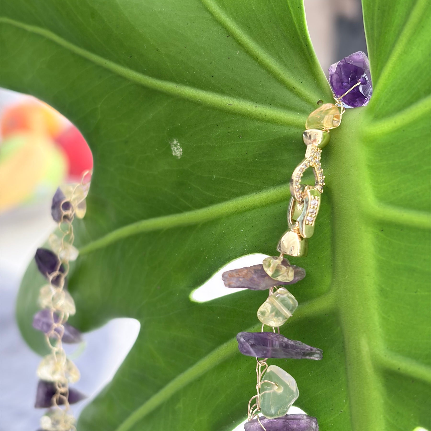 “Dragon Teeth” Raw amethyst. Golden citrine Necklace