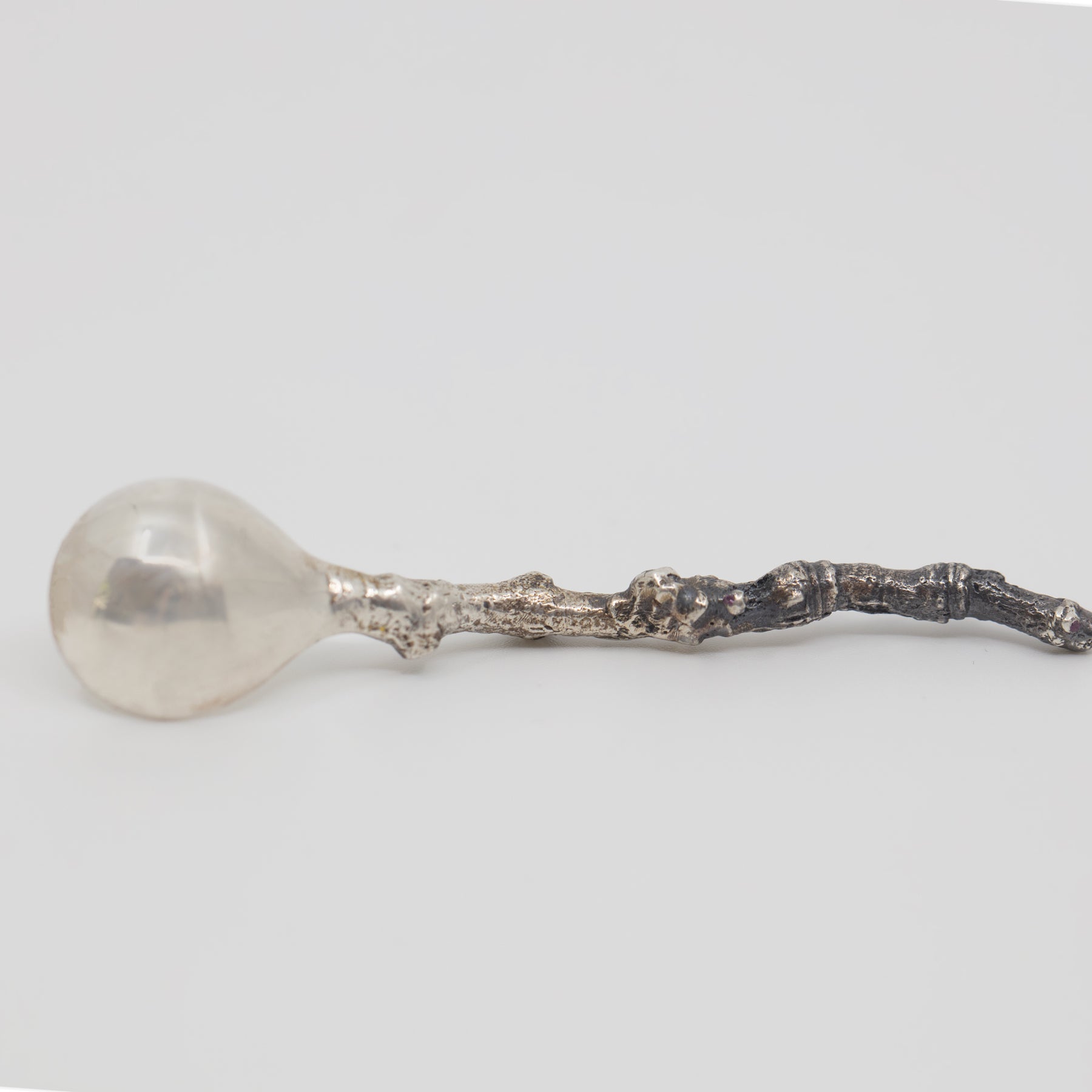 Sterling silver salt spoon made from a cast stick