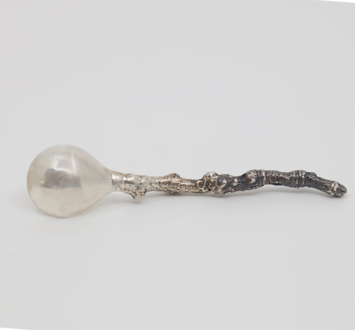 Sterling silver salt spoon made from a cast stick