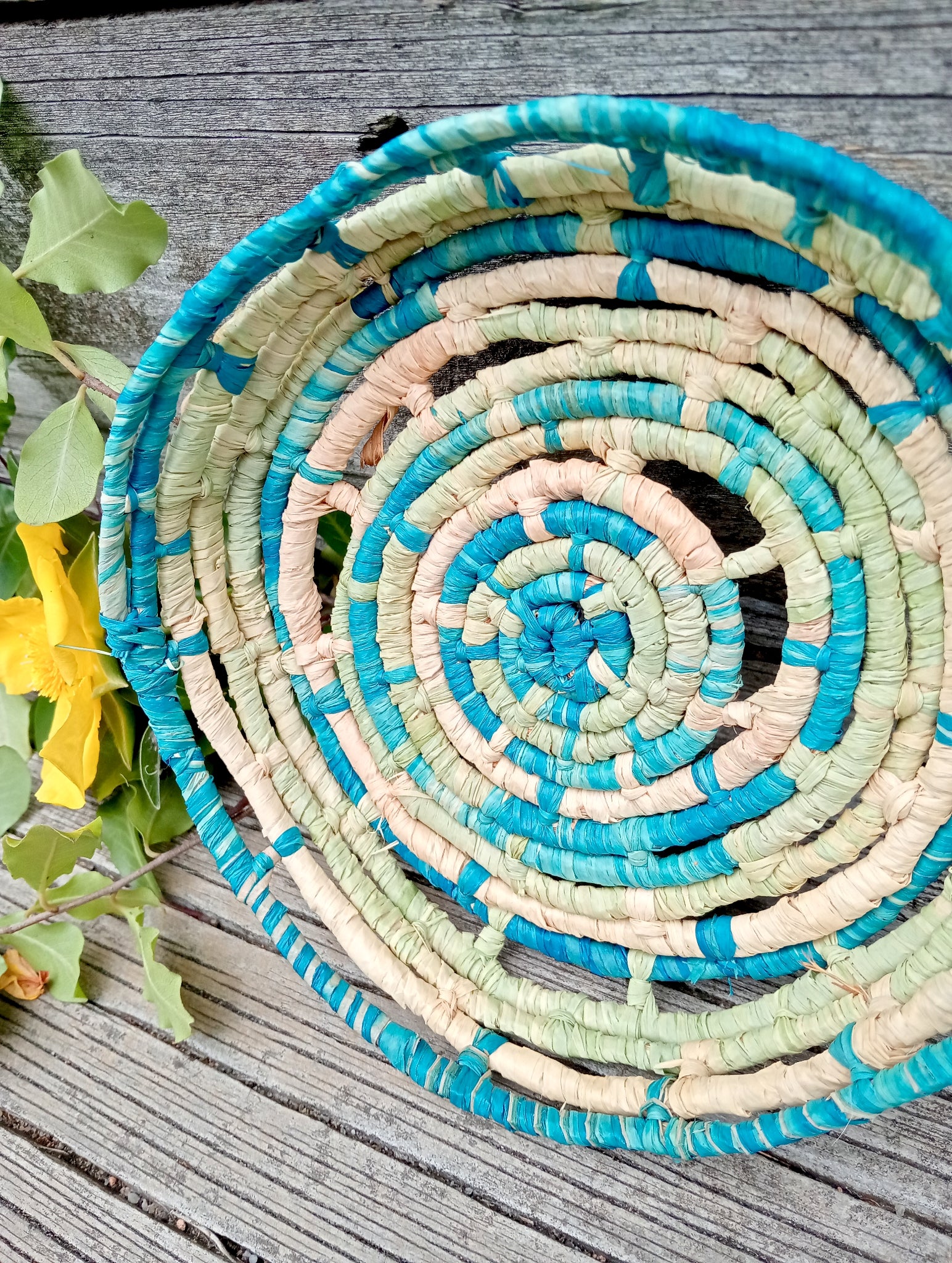 Small ornamental basket in ocean colours