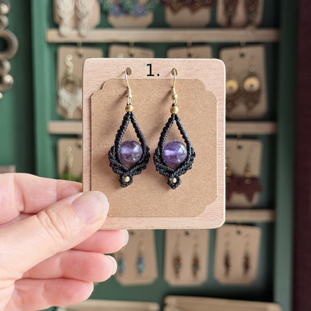 Macrame Bead Drop Earrings: different colour choices