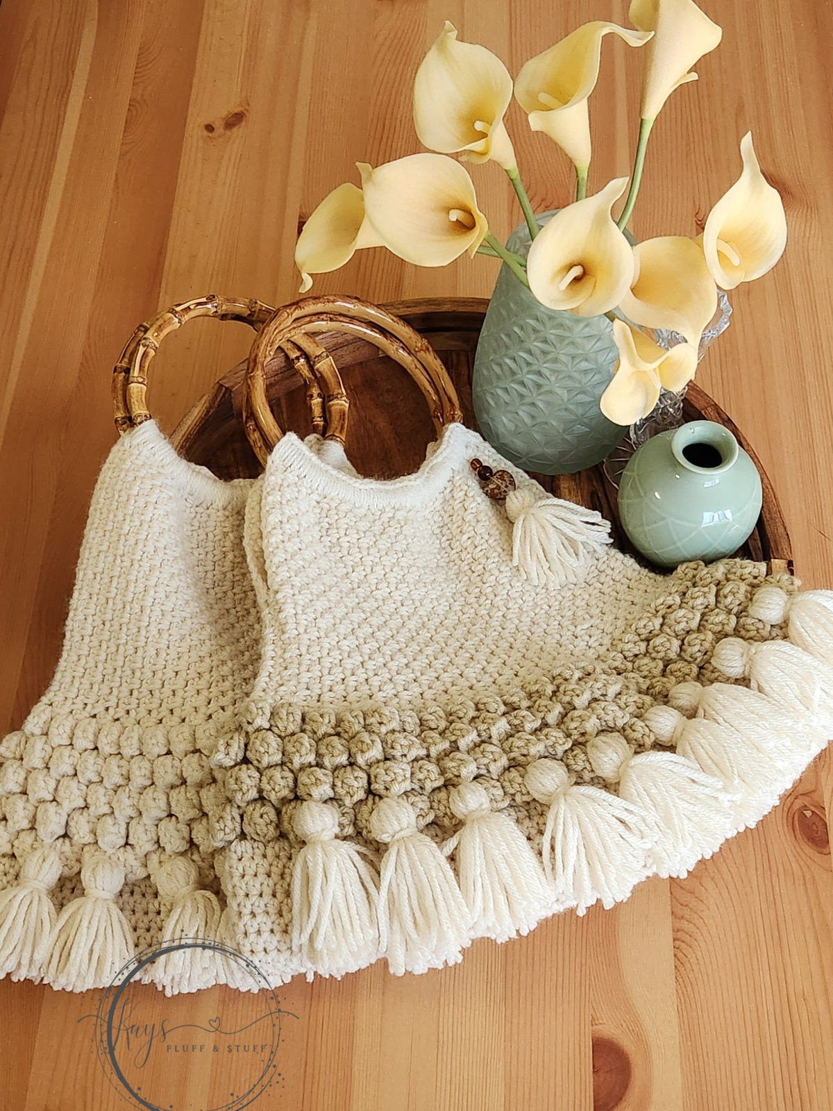 Crochet Boho Bags with Bamboo-Style Handles