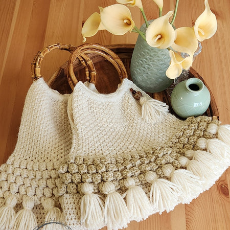 Crochet Boho Bags with Bamboo-Style Handles