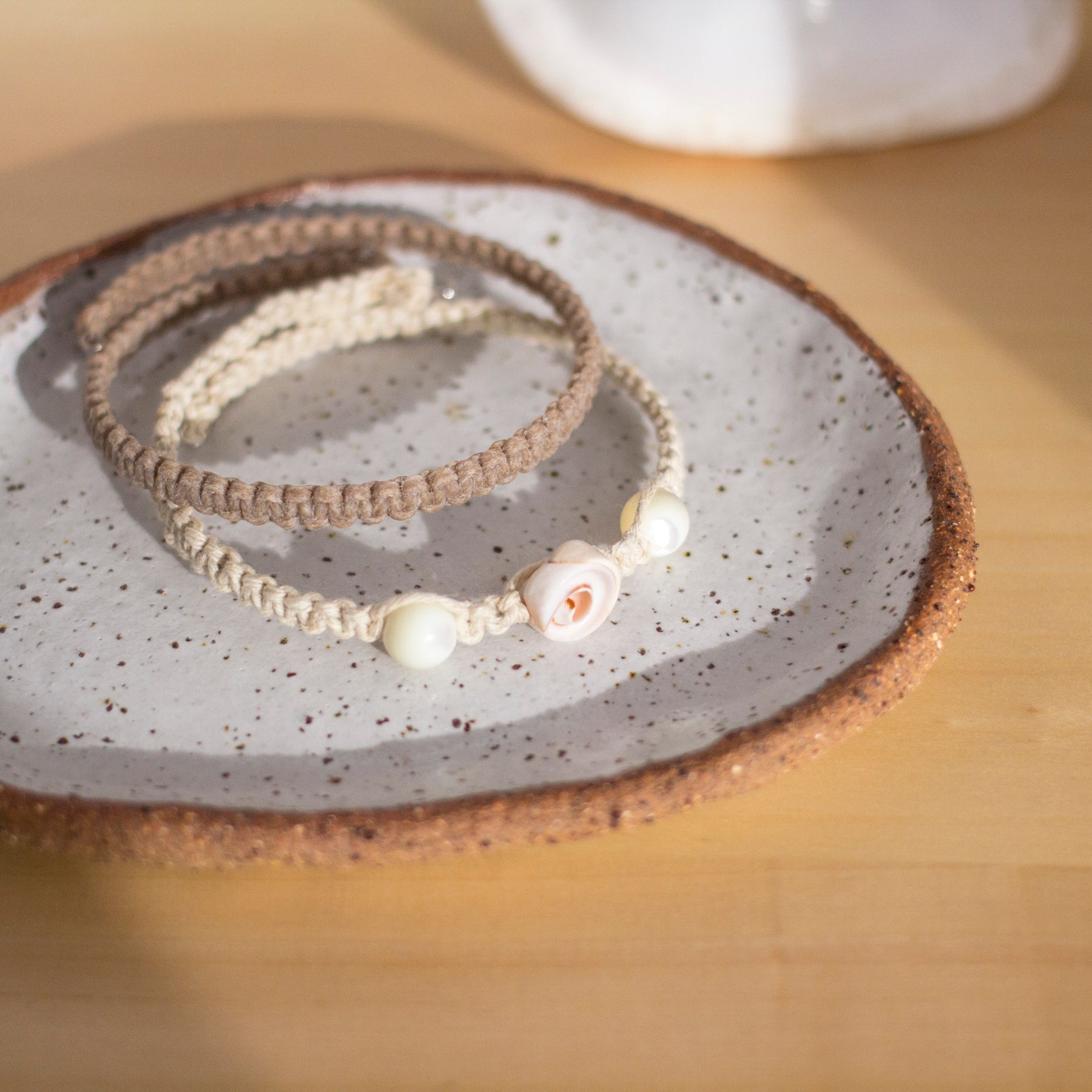Shell and Mother of Pearl Macrame Wrap Bracelet | Cotton Cord Jewellery | Gift Set
