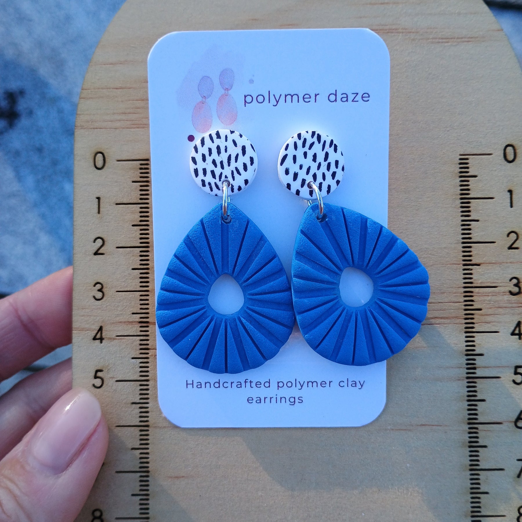 Blue earrings with painted stud top